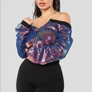 Sequin Betrayal Off Shoulder Jacket